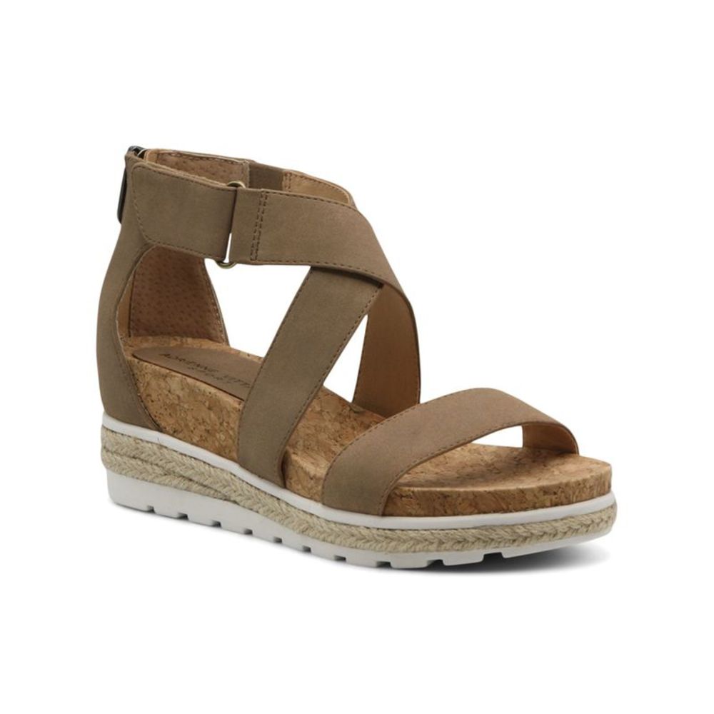 ADRIENNE VITTADINI SPORT Womens Beige 1.5 Platform Cecilia Wedge Shoes 8 M
